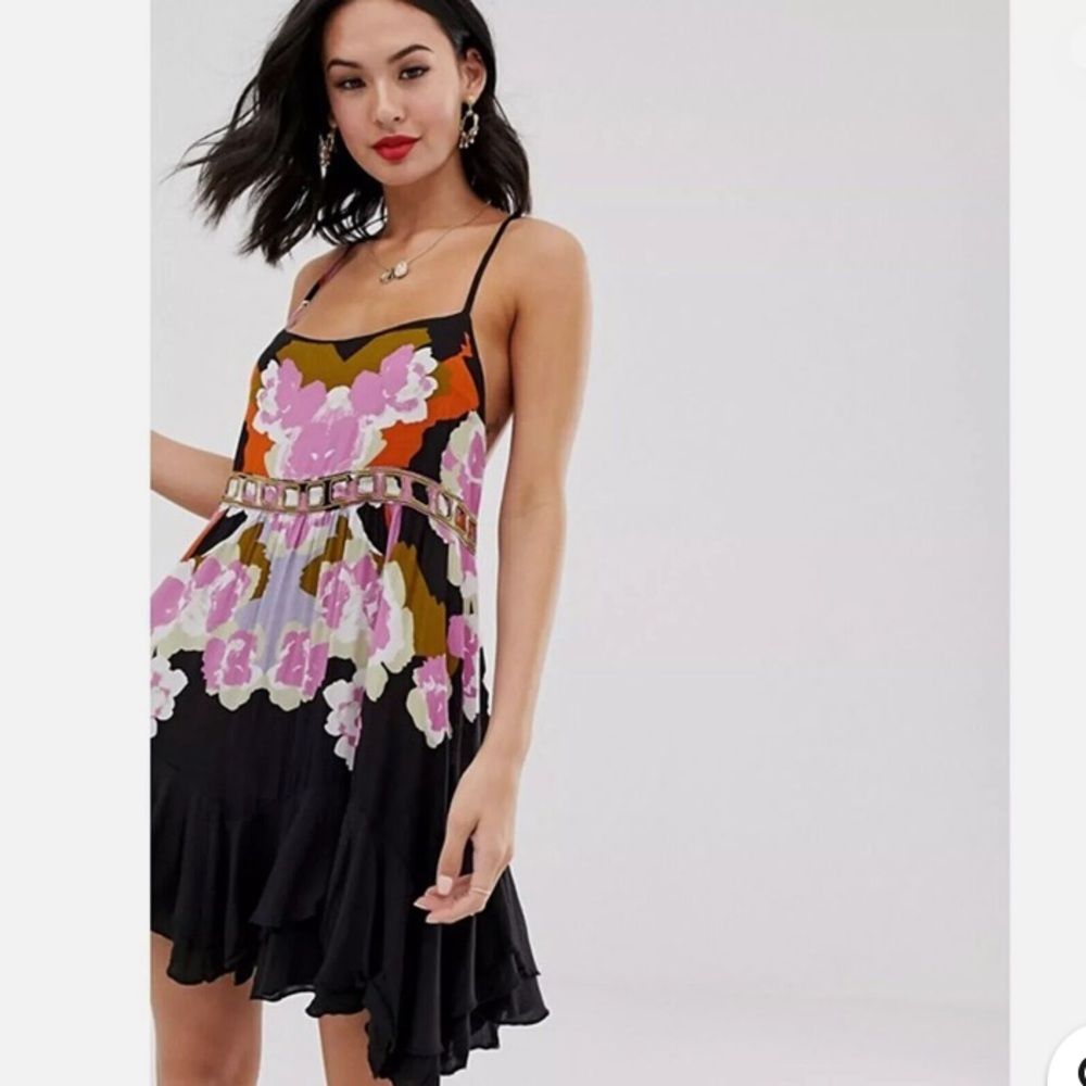 FREE PEOPLE Sweet Lucy Slip Dress Coal Combo intimately free size small